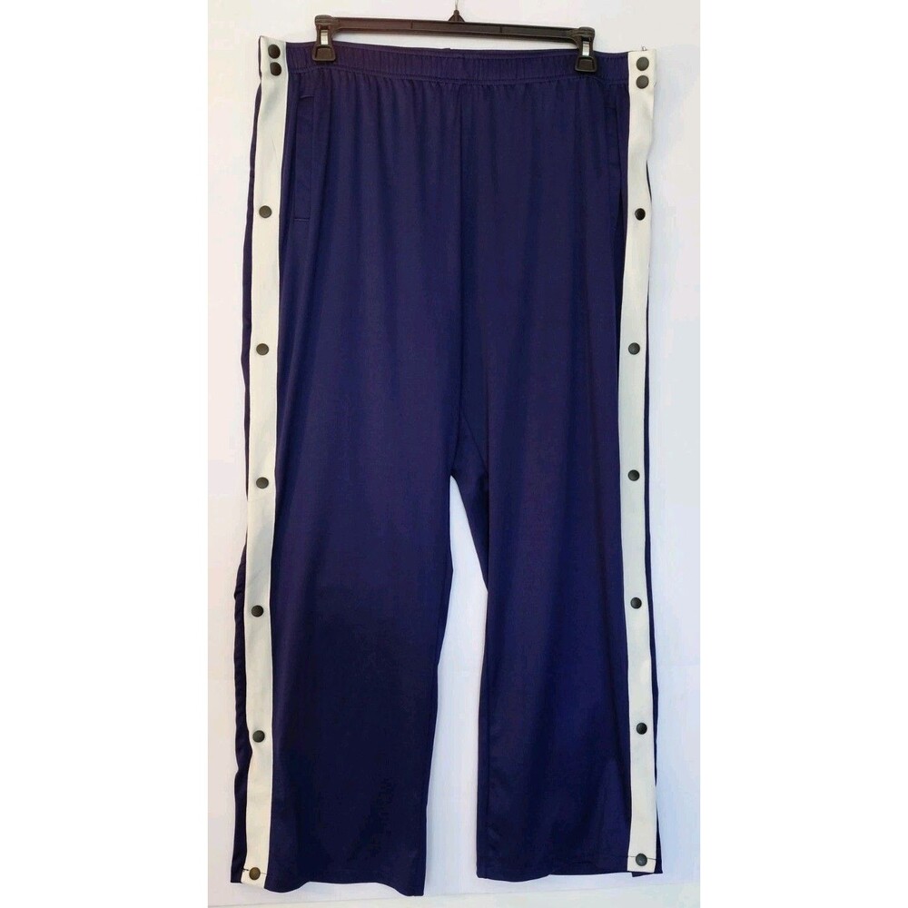 Deyeek Men's Purple/White Size XXL Tear Away Side Snap Basketball Warm-up Pants